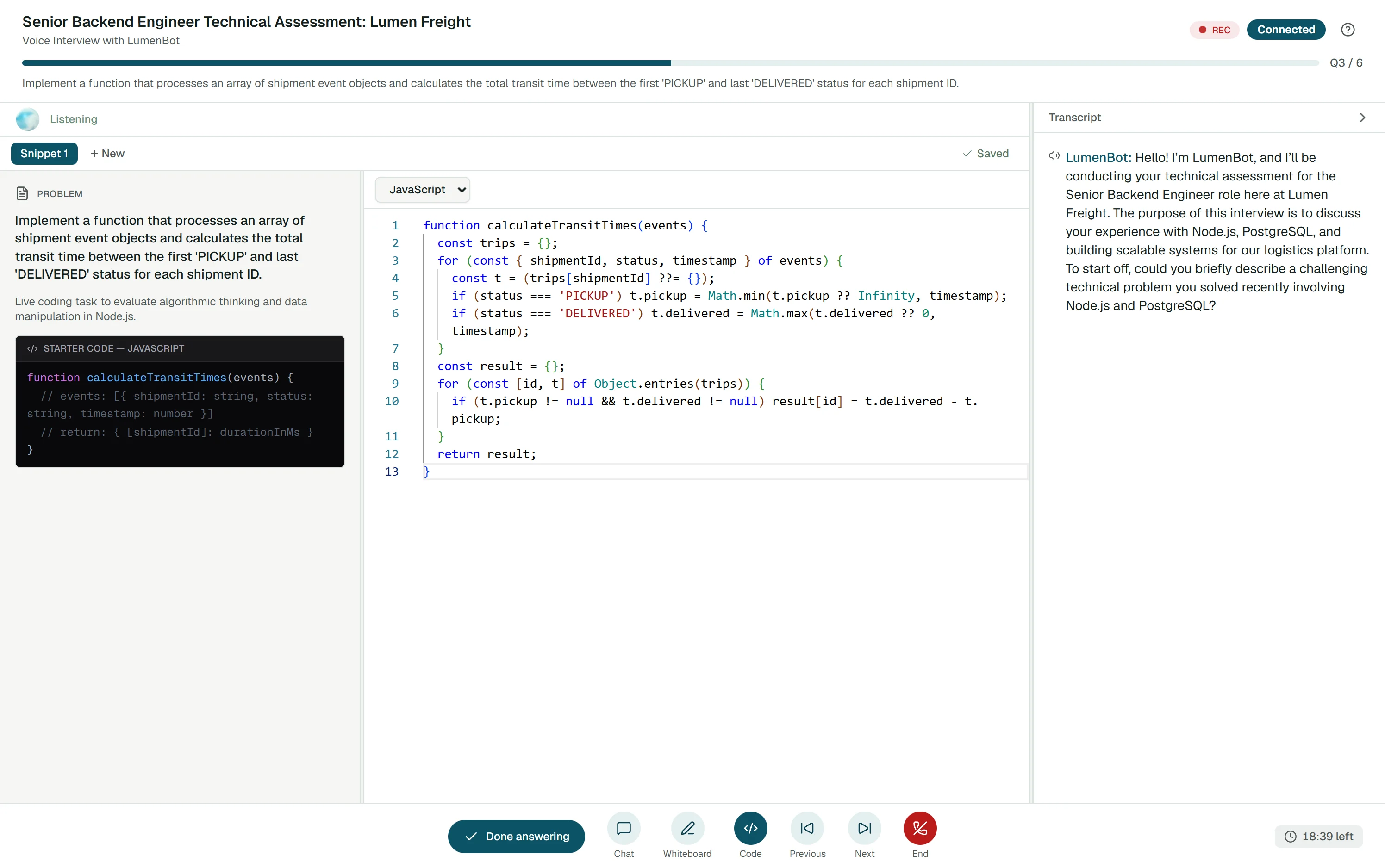 Une question de code avec la solution en cours d'écriture dans l'éditeur